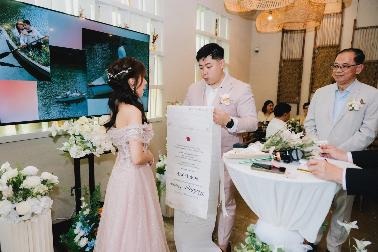 Jason and Belle together at the ceremony table